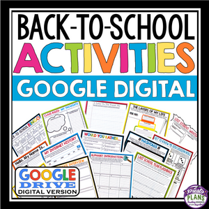 BACK TO SCHOOL DIGITAL ACTIVITIES AND ASSIGNMENTS (USE WITH GOOGLE DRIVE)