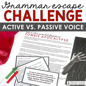 ACTIVE VS. PASSIVE VOICE GRAMMAR ACTIVITY INTERACTIVE ESCAPE CHALLENGE