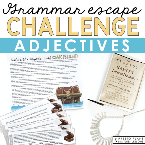 ADJECTIVES GRAMMAR ACTIVITY INTERACTIVE ESCAPE CHALLENGE