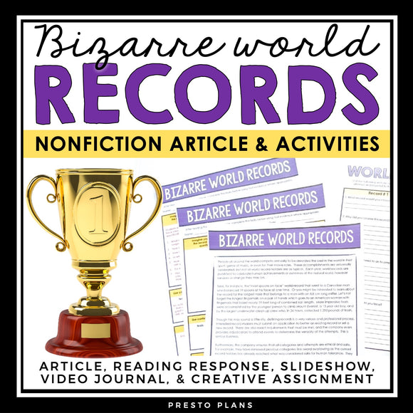 NONFICTION ARTICLE AND ACTIVITIES INFORMATIONAL TEXT: WORLD RECORDS