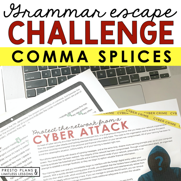 COMMA SPLICES GRAMMAR ACTIVITY INTERACTIVE ESCAPE CHALLENGE