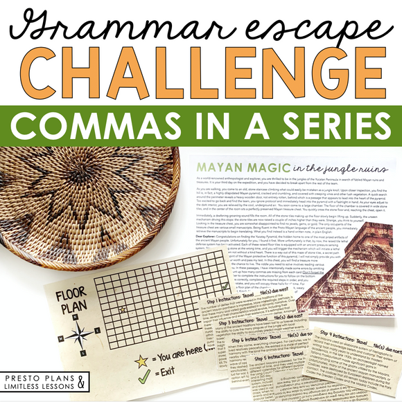 COMMAS IN A SERIES GRAMMAR ACTIVITY INTERACTIVE ESCAPE CHALLENGE