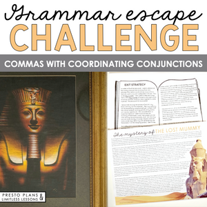 COMMAS WITH COORDINATING CONJUNCTIONS GRAMMAR ACTIVITY INTERACTIVE ESCAPE CHALLENGE