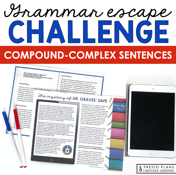 COMPOUND-COMPLEX SENTENCES GRAMMAR ACTIVITY INTERACTIVE ESCAPE CHALLENGE