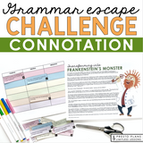 Connotation Vocabulary Word Practice Escape Activity Challenge, Slides, and Quiz