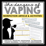 NONFICTION ARTICLE & ACTIVITIES INFORMATIONAL TEXT: DANGERS OF VAPING