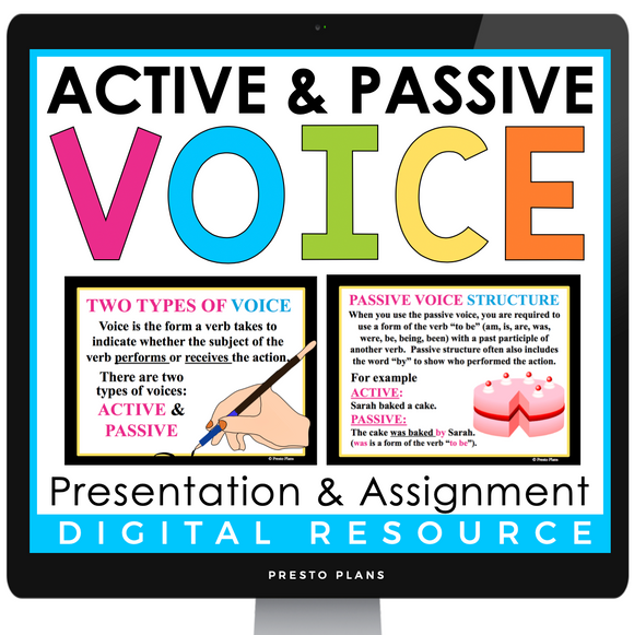 ACTIVE PASSIVE VOICE DIGITAL RESOURCES: PRESENTATION & ASSIGNMENT