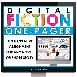 DIGITAL ONE PAGER FOR FICTION SHORT STORIES OR NOVELS