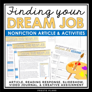 NONFICTION ARTICLE AND ACTIVITIES INFORMATIONAL TEXT: DREAM JOB