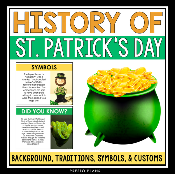 History of St. Patrick's Day Presentation and Writing Prompt Assignment