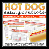 NONFICTION ARTICLE AND ACTIVITIES INFORMATIONAL TEXT: HOT DOG COMPETITIONS