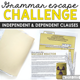 Independent & Dependent Clauses Grammar Activity Escape Challenge, Slides & Quiz