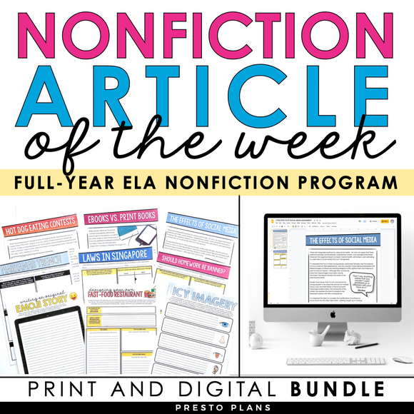 Nonfiction Article of the Week - Slides, Articles, & Activities - Digital Print