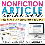 Nonfiction Article of the Week - Slides, Articles, & Activities - Digital Print
