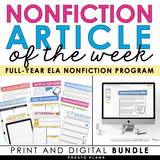 NONFICTION FULL YEAR ARTICLE OF THE WEEK PROGRAM: DIGITAL AND PRINT