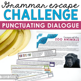 Punctuating Dialogue Grammar Activity Escape Room Challenge, Slides, and Quiz