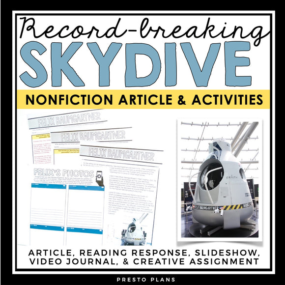 Nonfiction Reading Comprehension Article and Activities - Felix Baumgartner