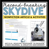Nonfiction Reading Comprehension Article and Activities - Felix Baumgartner
