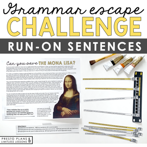 RUN-ON SENTENCES GRAMMAR ACTIVITY INTERACTIVE ESCAPE CHALLENGE