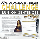 Run On Sentences Grammar Activity Escape Room Challenge, Presentation, and Quiz