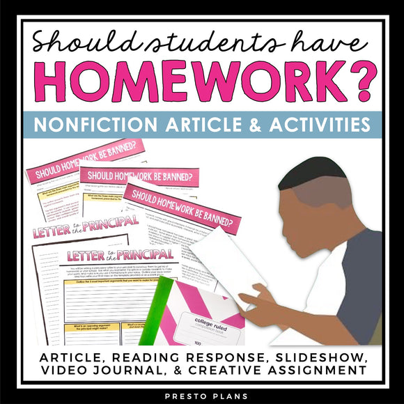 NONFICTION ARTICLE AND ACTIVITIES INFORMATIONAL TEXT: BANNING HOMEWORK