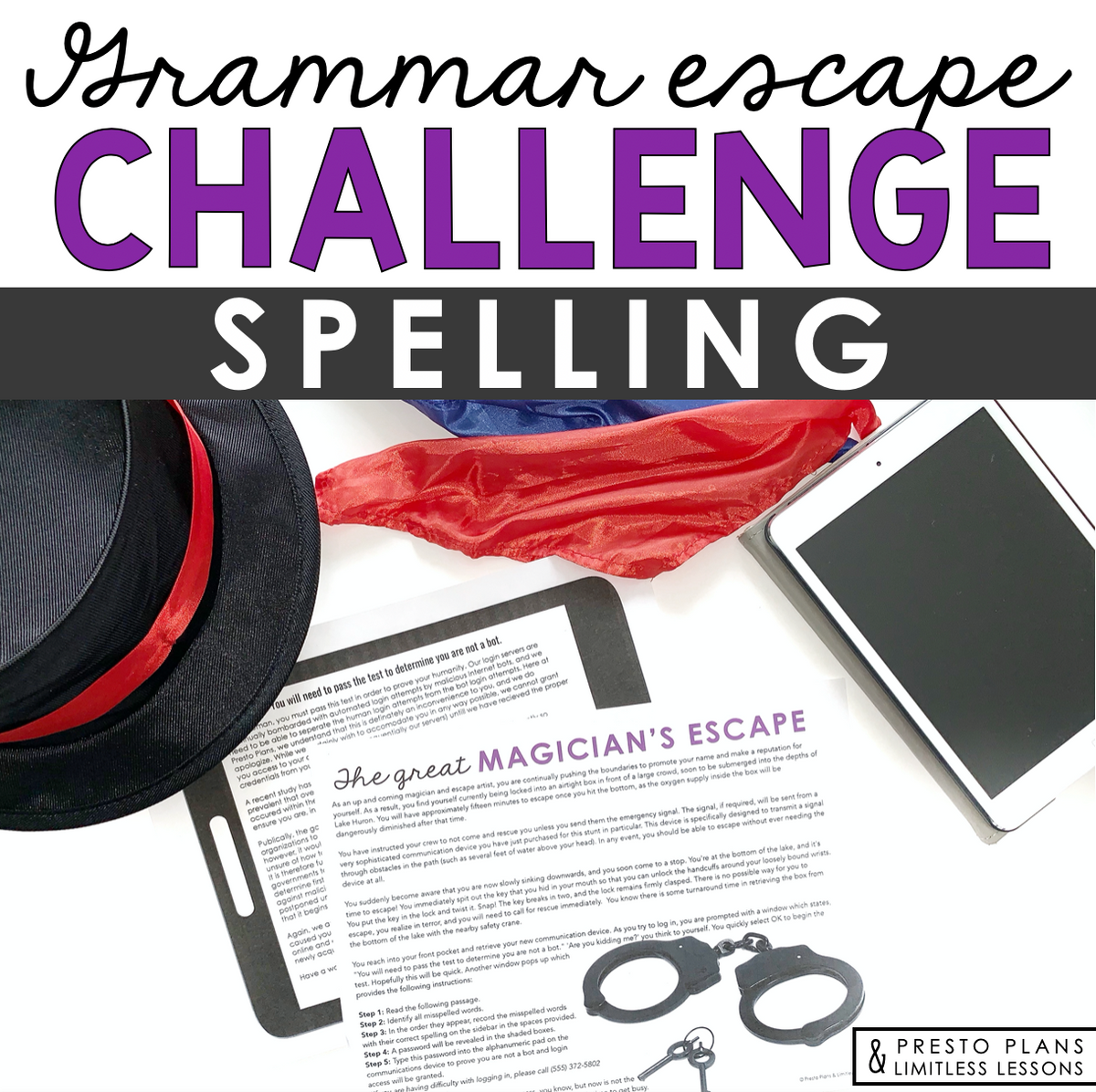 Spelling Grammar Activity Interactive Escape Challenge Presto Plans Spelling Grammar Activity Interactive Escape Challenge Presto Plans