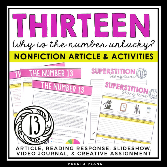NONFICTION ARTICLE AND ACTIVITIES INFORMATIONAL TEXT: THE NUMBER 13