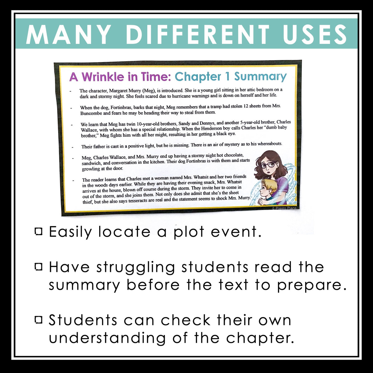 A WRINKLE IN TIME CHAPTER SUMMARY CARDS Presto Plans