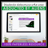 Close Reading Digital Mystery Inference Activity - Alien Abduction Mystery
