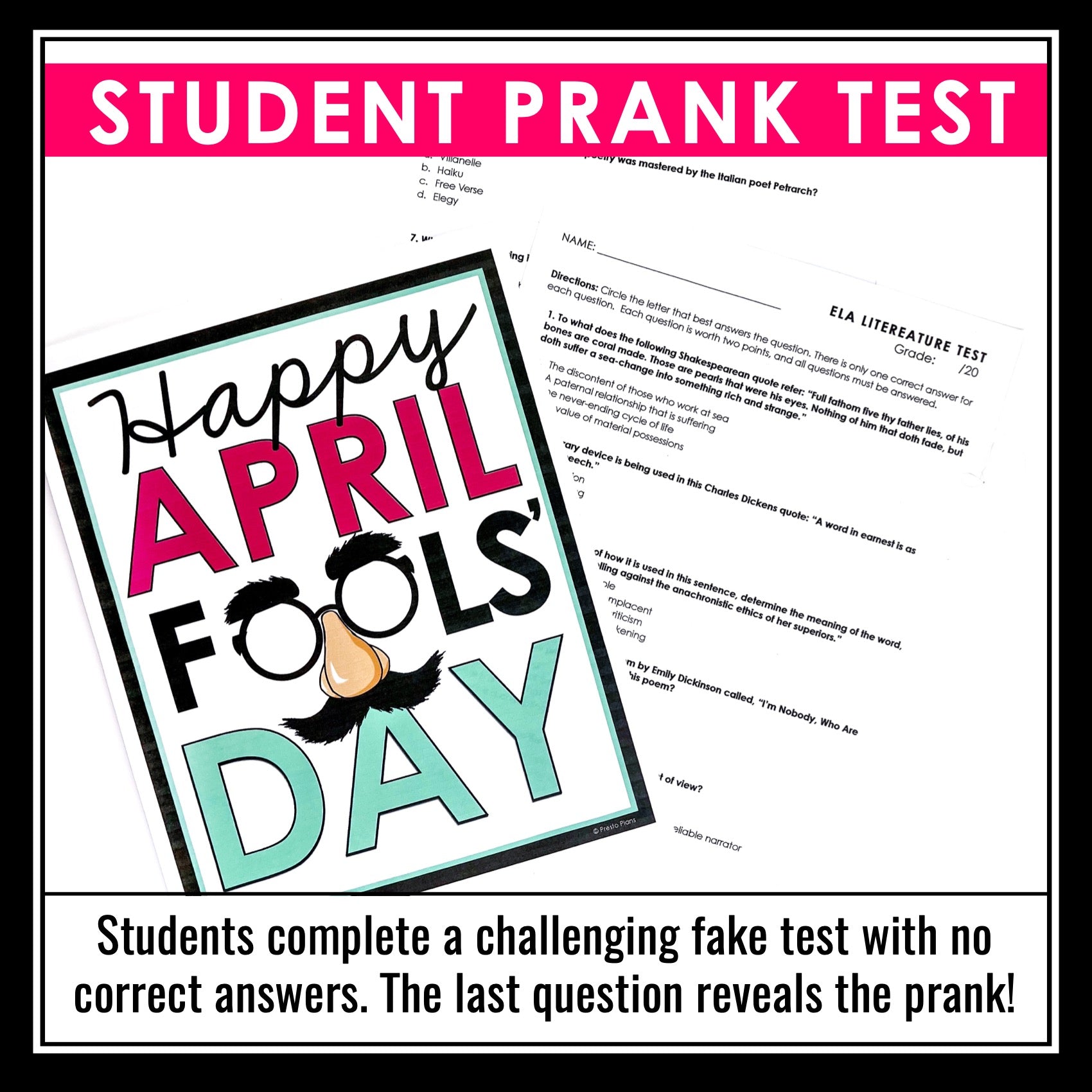 April Fools' Day Activities - Nonfiction Reading, Student Prank