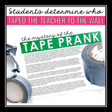Close Reading Mystery Text Evidence Inference Activity - Teacher Tape Prank