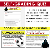 Comma Splices Escape Room Grammar Digital Activity, Google Slides, and Quiz