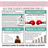 Types of Conflict Presentation Slides & Digital Escape Room Reading Activity