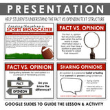 Fact and Opinion Text Structure Slides & Nonfiction Digital Reading Activity