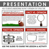 FACT VS OPINION ACTIVITY INTERACTIVE READING CHALLENGE ESCAPE