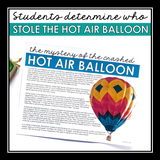 Close Reading Mystery Inference Text Evidence Activity - Crashed Hot Air Balloon