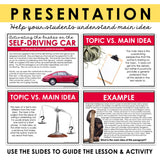 Main Idea and Supporting Details Presentation & Nonfiction Reading Activity
