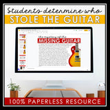 Close Reading Digital Mystery Inference Activity - Who Stole the Guitar?