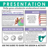 Mood Literary Device Presentation and Fiction Escape Room Reading Activity