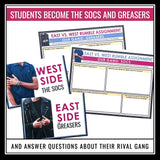 The Outsiders Activity - Greasers vs. Socs Rumble Interactive Class Activity