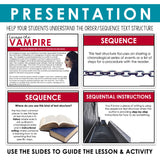 Sequence Text Structure Presentation & Nonfiction Escape Room Reading Activity