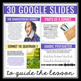 Shakespearean Sonnet Writing Analysis of Sonnet 18 Poetry Activities - Digital