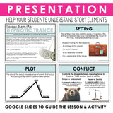 Story Elements & Literary Devices Slides & Digital Escape Room Reading Activity