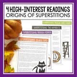 Halloween Reading Comprehension - Superstitions Nonfiction Articles & Questions