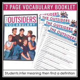 The Outsiders Vocabulary Booklet, Presentation, and Answer Key with Definitions