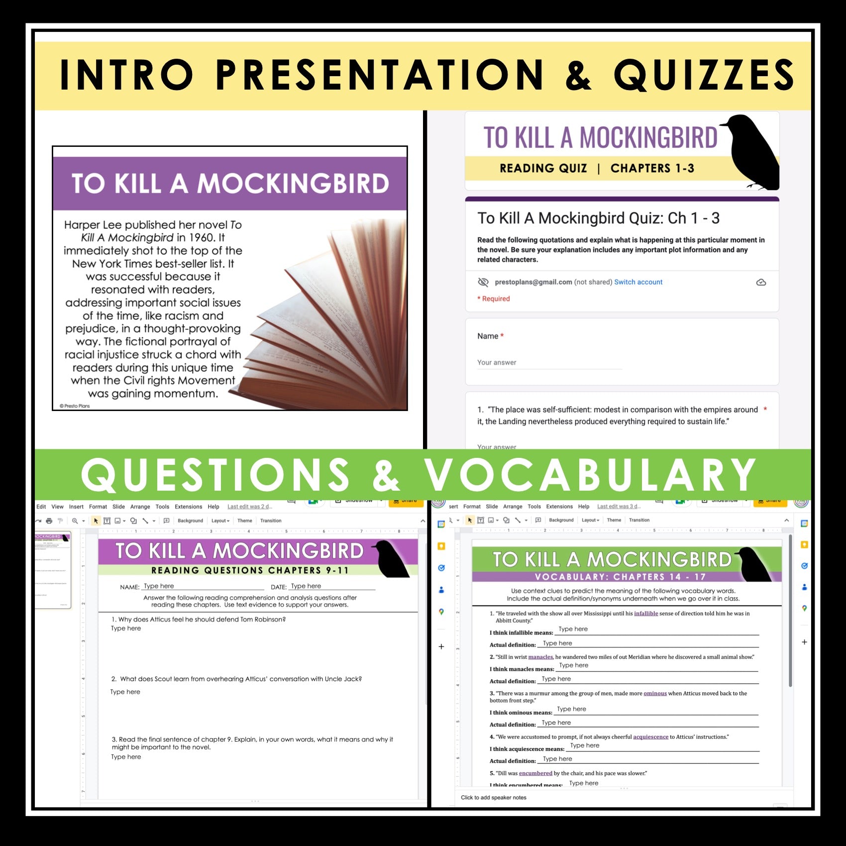 To Kill a Mockingbird Unit Plan - Harper Lee Novel Study Reading 