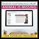 Close Reading Digital Mystery Inference Activity - Animal Zoo Escape