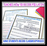 BACK TO SCHOOL CLASSROOM RULES ACTIVITY