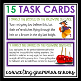 HALLOWEEN GRAMMAR TASK CARDS ACTIVITY