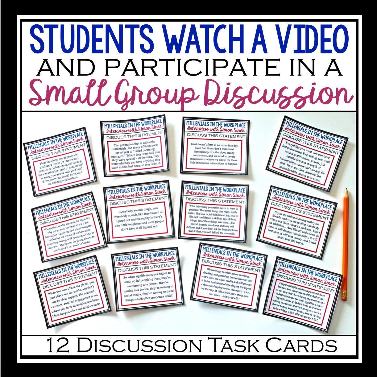 VIDEO DISCUSSION TASK CARDS & ASSIGNMENT: MILLENNIALS IN THE WORKPLACE ...